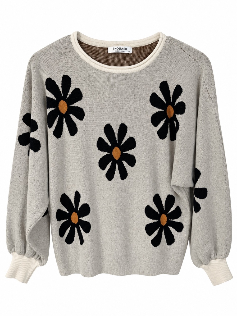Women’s Ekouaer sweater with fun floral print. Size medium